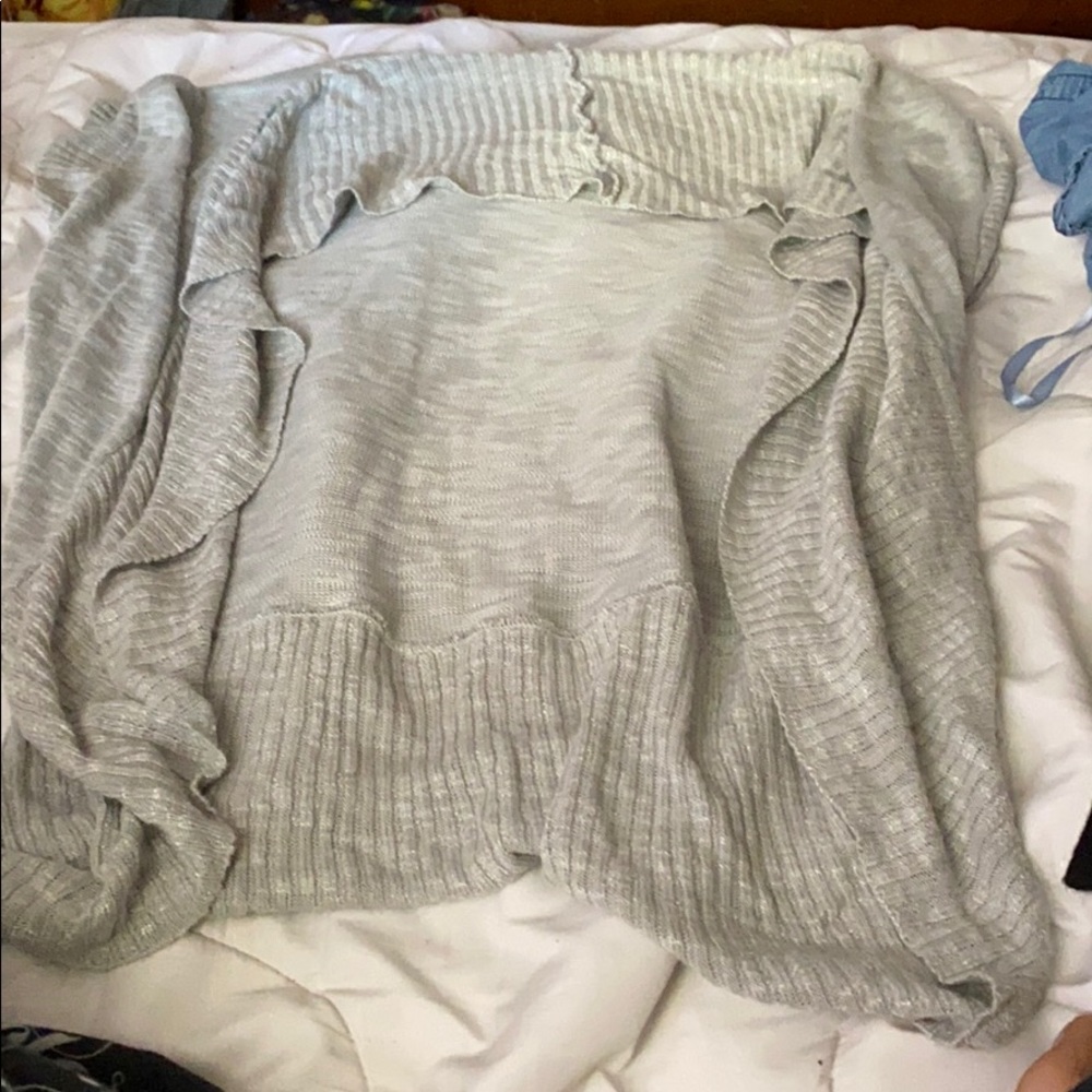 A gray cardigan